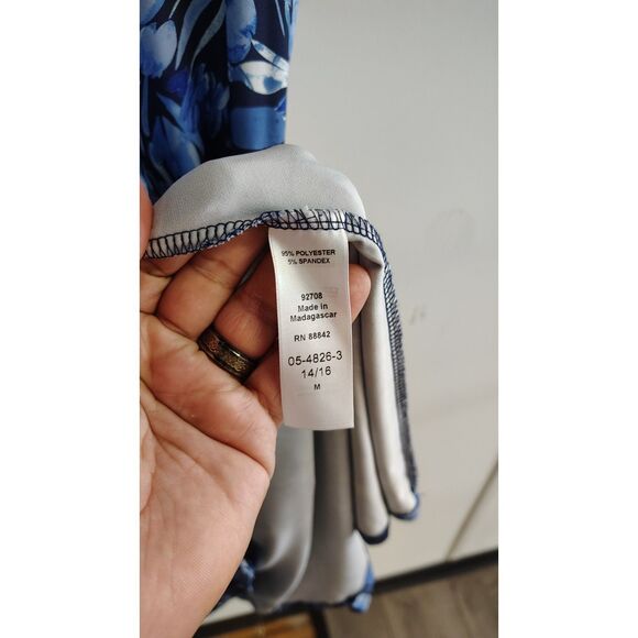 Roaman's Women's Plus Size Blue Ultrasmooth Plus Size‎ V-Neck Swing Dress 14/16 - Picture 4 of 7